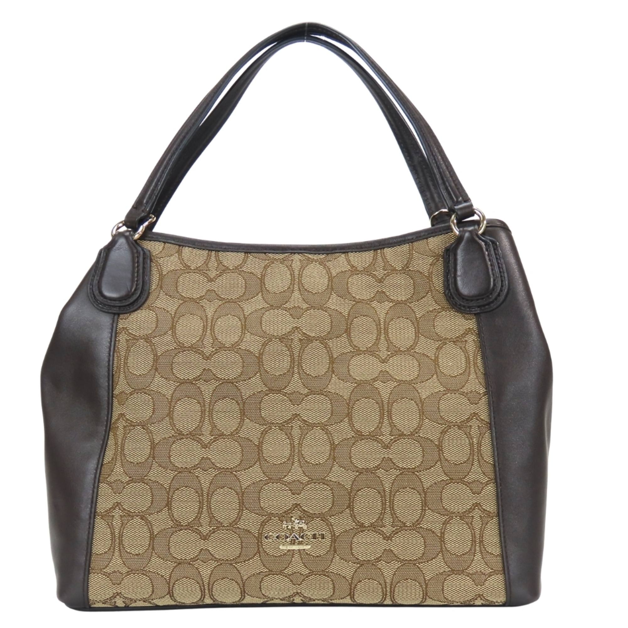 Coach Signature Tote Bag 36370, Canvas And Leather, Beige Dark Brown, Gold Ha...